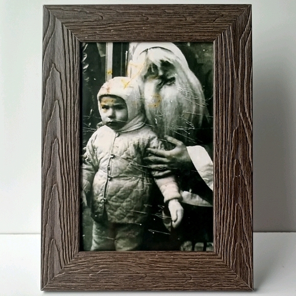 Vintage Retro Creepy Werid Santa W Kid 50s 40s Oddity Home Decor Art - Picture 3 of 7